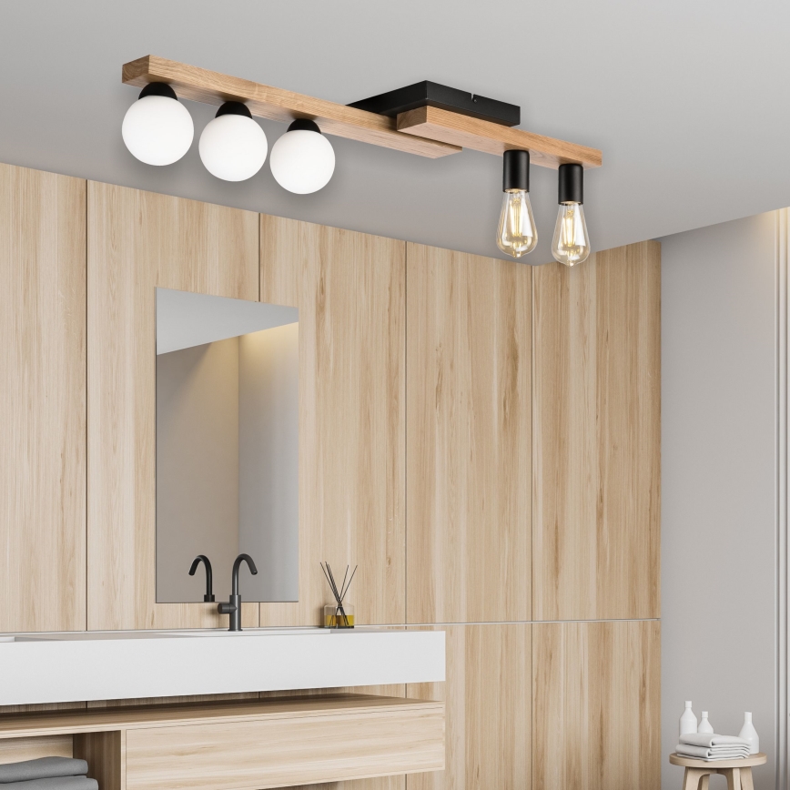 Припотолочная люстра MATTE 2xE27/15W/230V + 3xG9/5W/230V черный/дуб