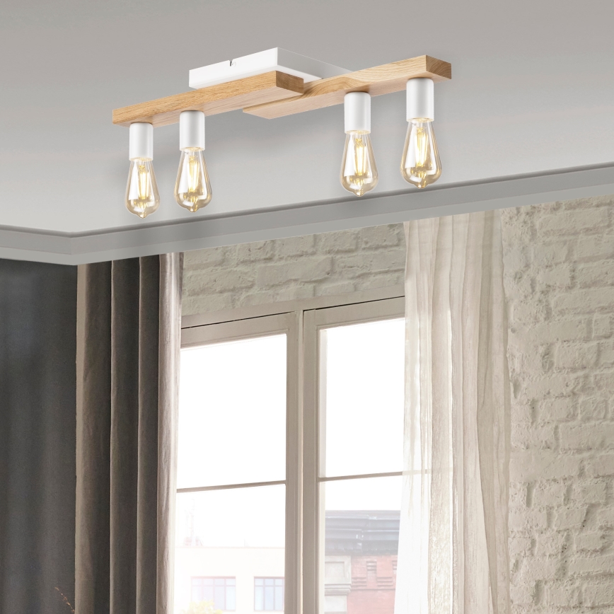 Припотолочная люстра MATTE 4xE27/15W/230V белый/дуб