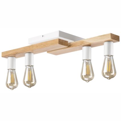 Припотолочная люстра MATTE 4xE27/15W/230V белый/дуб