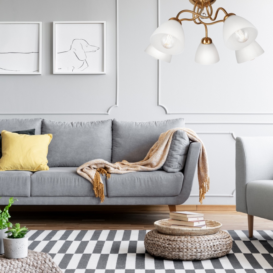 Припотолочная люстра MIRANDA 5xE27/60W/230V золотая