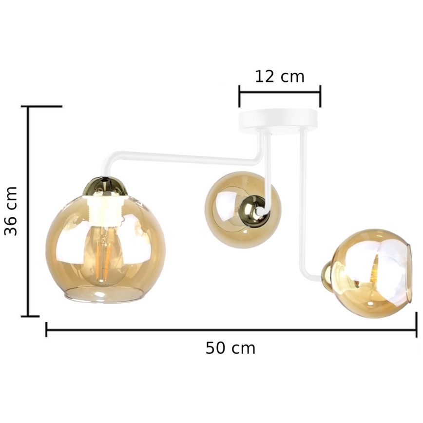 Припотолочная люстра MONDE WHITE 3xE27/60W/230V