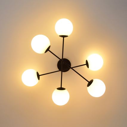 Припотолочная люстра MOON 6xE27/15W/230V черный