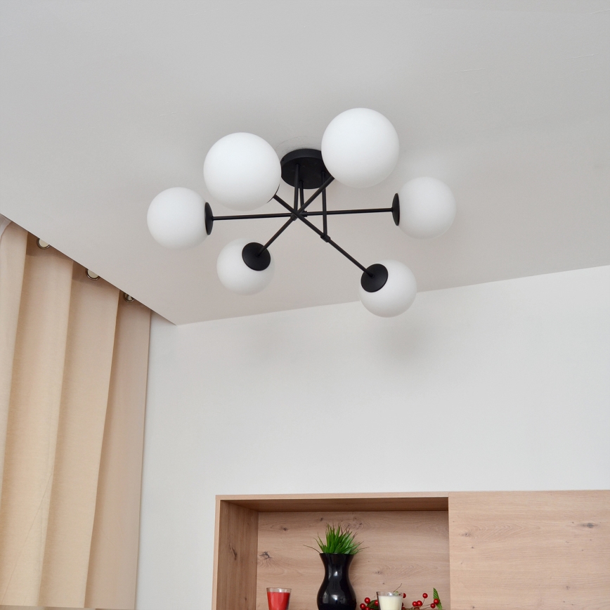 Припотолочная люстра MOON 6xE27/15W/230V черный