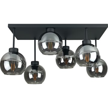 Припотолочная люстра NESSA 6xE27/60W/230V черный/дымчатый черный