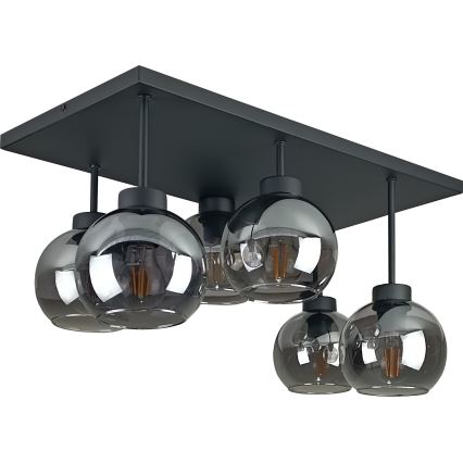 Припотолочная люстра NESSA 6xE27/60W/230V черный/дымчатый черный