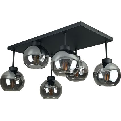 Припотолочная люстра NESSA 6xE27/60W/230V черный/дымчатый черный