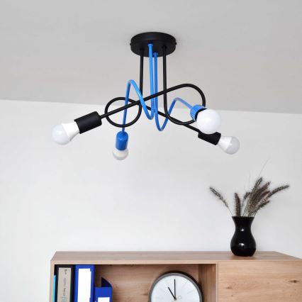 Припотолочная люстра OXFORD 4xE27/15W/230V черный/синий