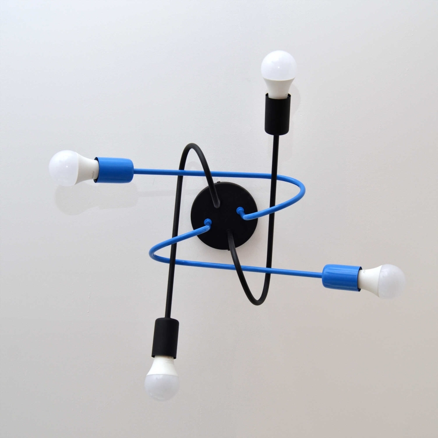 Припотолочная люстра OXFORD 4xE27/15W/230V черный/синий