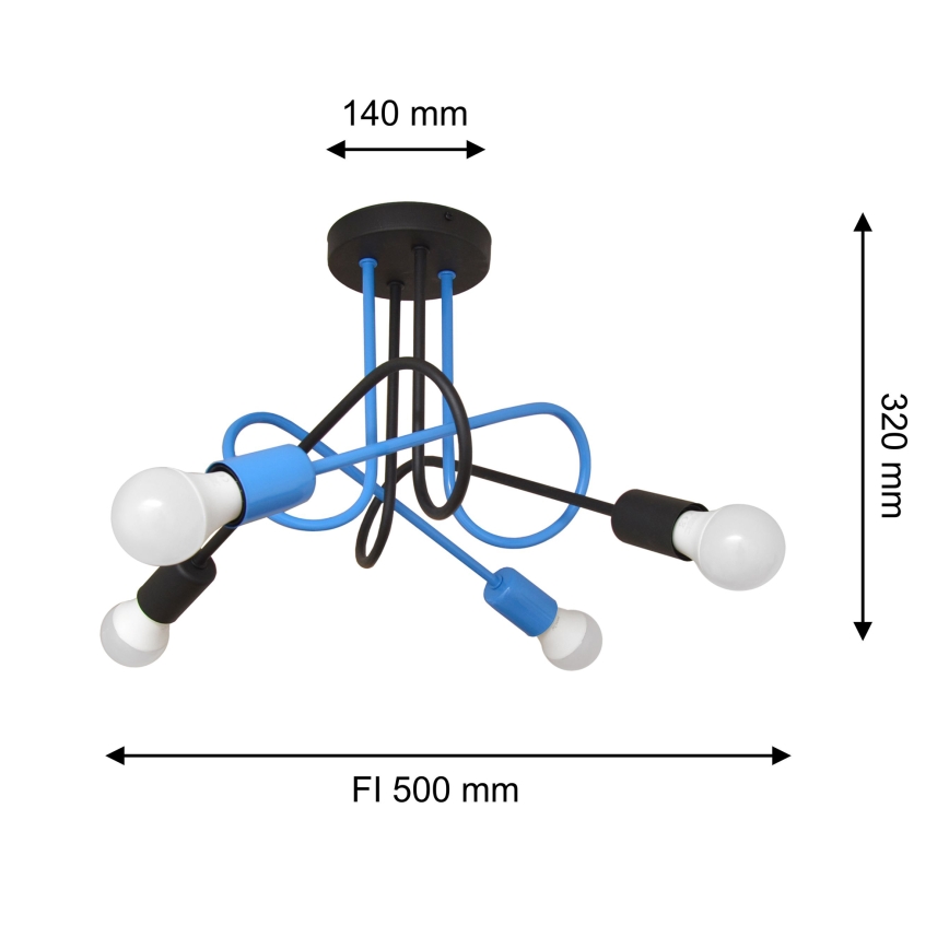 Припотолочная люстра OXFORD 4xE27/15W/230V черный/синий
