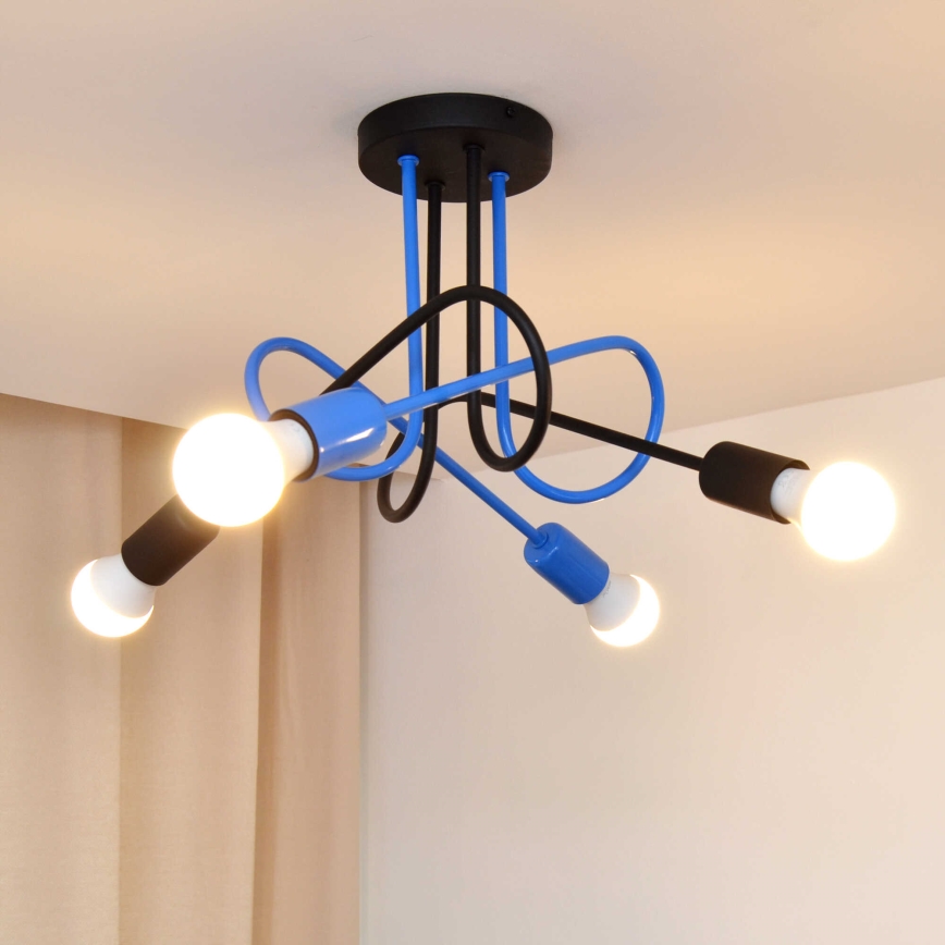 Припотолочная люстра OXFORD 4xE27/15W/230V черный/синий