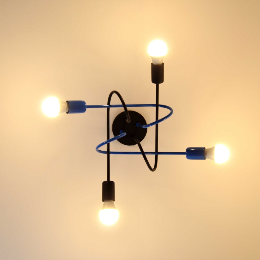 Припотолочная люстра OXFORD 4xE27/15W/230V черный/синий