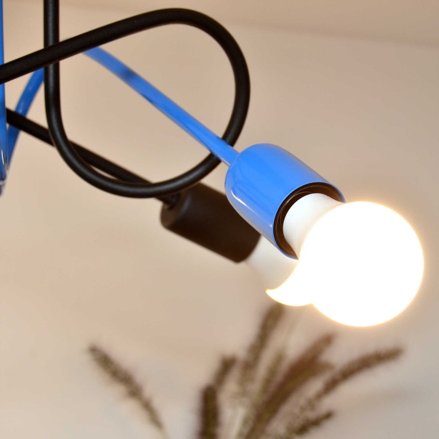 Припотолочная люстра OXFORD 4xE27/15W/230V черный/синий