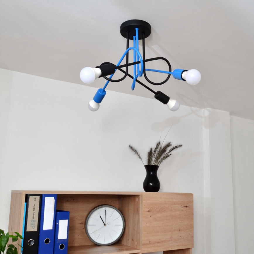 Припотолочная люстра OXFORD 4xE27/15W/230V черный/синий