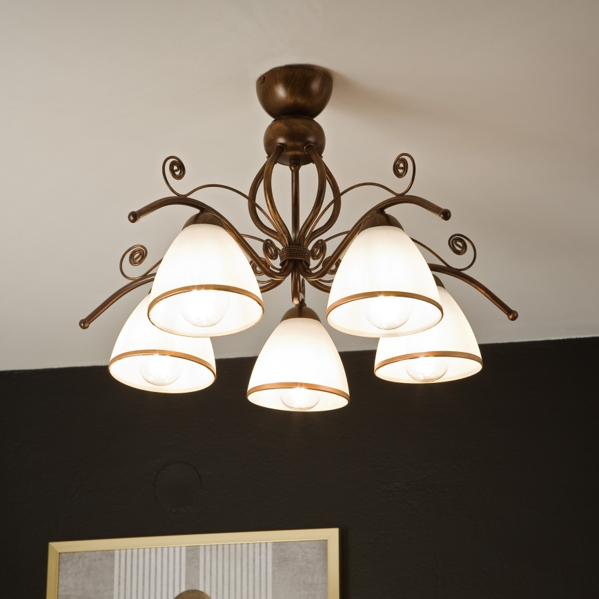 Припотолочная люстра RETRO 5xE27/60W/230V бронзовая патина