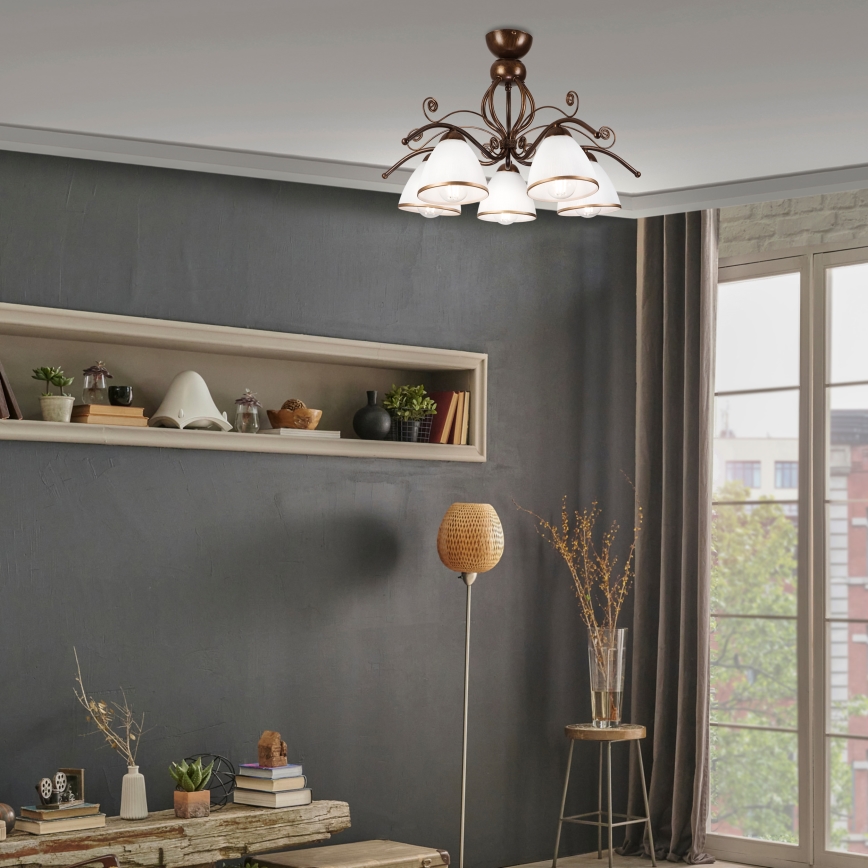 Припотолочная люстра RETRO 5xE27/60W/230V бронзовая патина