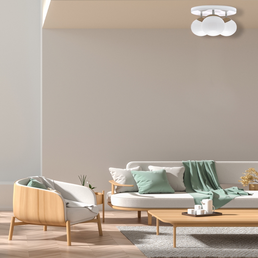 Припотолочная люстра SFERA WOOD 3xE14/40W/230V белая