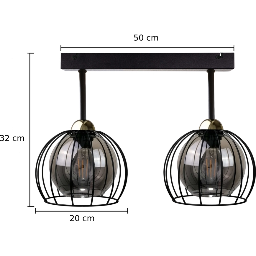 Припотолочная люстра SOLO BLACK 2xE27/60W/230V черный/золотой