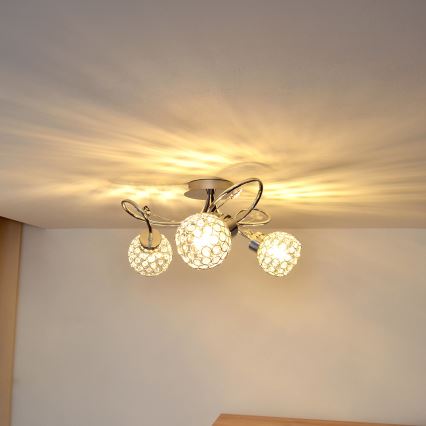 Припотолочная люстра SOPHIA 3xE27/15W/230V блестящий хром/прозрачный