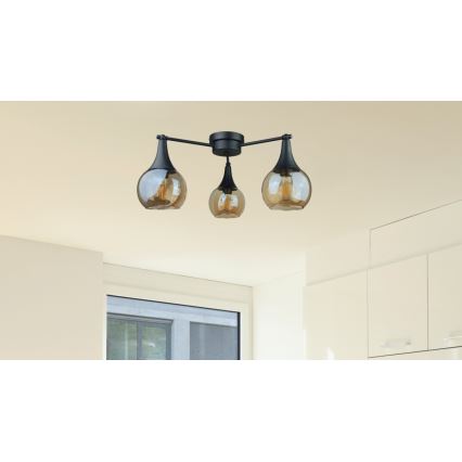 Припотолочная люстра STAR 3xE27/60W/230V черный/дымчатый бежевый