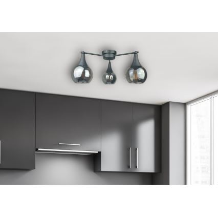 Припотолочная люстра STAR 3xE27/60W/230V черный/дымчатый черный