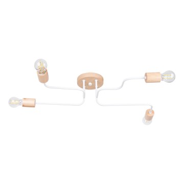 Припотолочная люстра TIMBO 4xE27/15W/230V белый/бежевый/бук