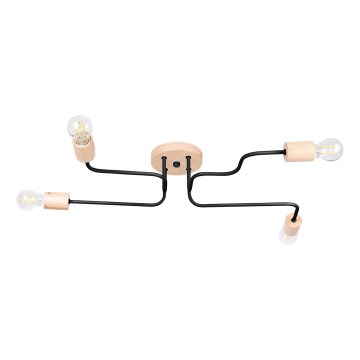 Припотолочная люстра TIMBO 4xE27/15W/230V черный/бежевый/бук