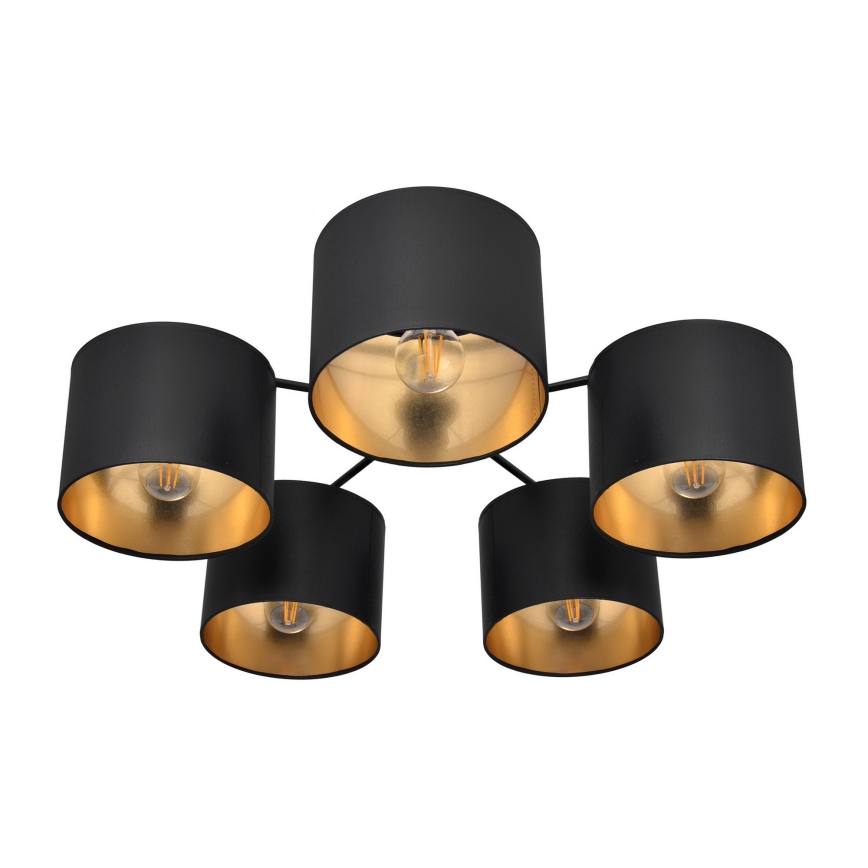 Припотолочная люстра ALBA 5xE27/15W/230V черный/золотистый