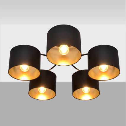 Припотолочная люстра ALBA 5xE27/15W/230V черный/золотистый