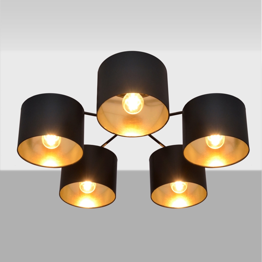Припотолочная люстра ALBA 5xE27/15W/230V черный/золотистый