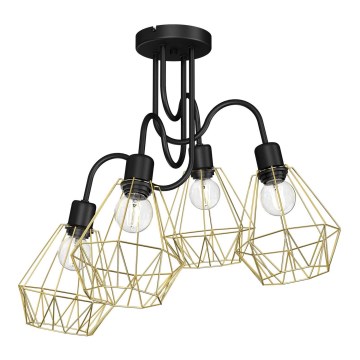 Припотолочная люстра BERGEN 4xE27/60W/230V черная/золотая