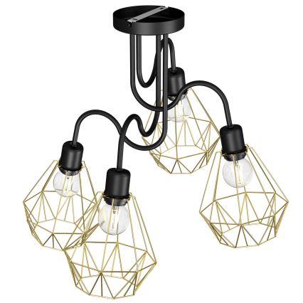 Припотолочная люстра BERGEN 4xE27/60W/230V черная/золотая
