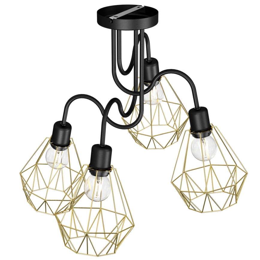 Припотолочная люстра BERGEN 4xE27/60W/230V черная/золотая