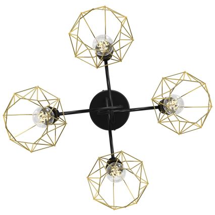 Припотолочная люстра BERGEN 4xE27/60W/230V черная/золотая