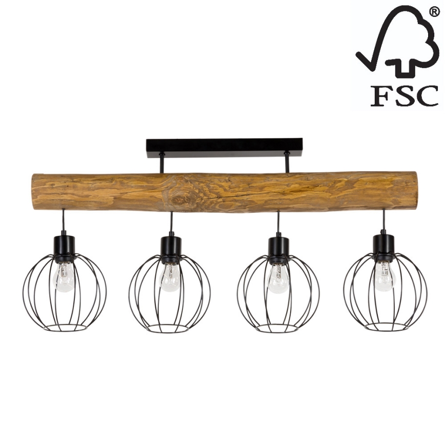 Припотолочная люстра BERIS 4xE27/25W/230V сосна - сертифицировано FSC