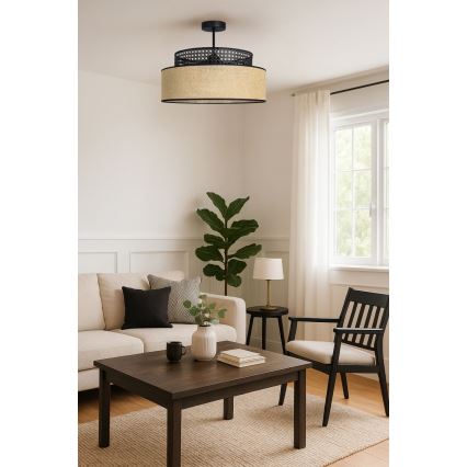 Припотолочная люстра BOHO 1xE27/60W/230V черный/ротанг