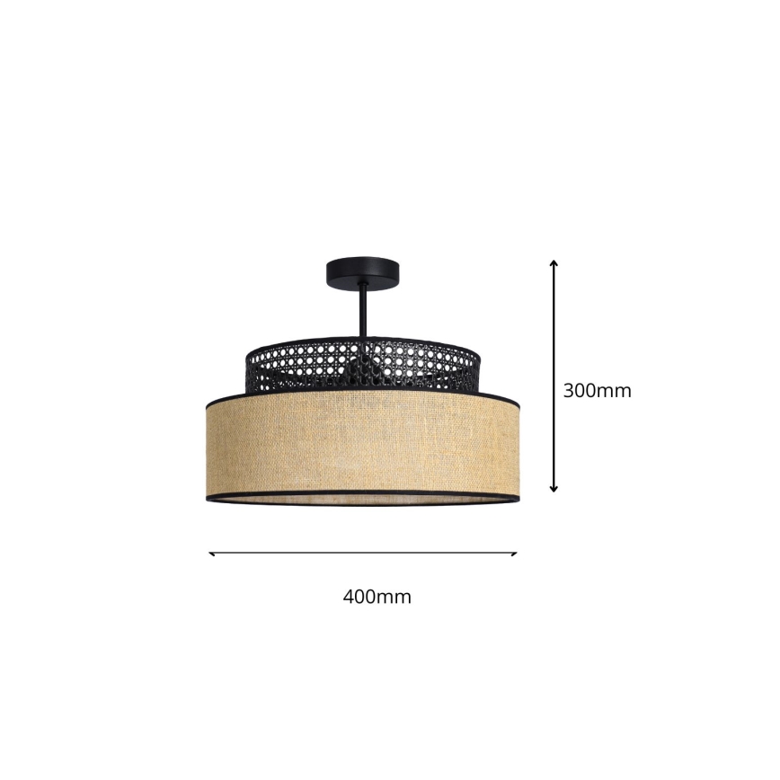 Припотолочная люстра BOHO 1xE27/60W/230V черный/ротанг