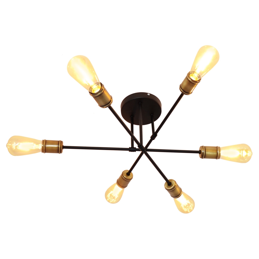 Припотолочная люстра CAMBRIDGE 6xE27/20W/230V черная/золотая