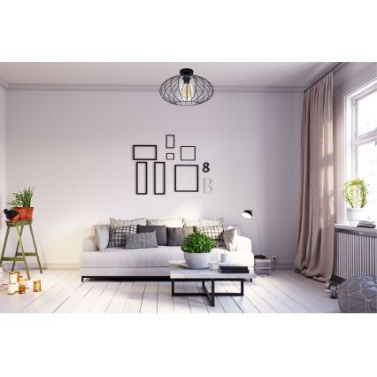 Припотолочная люстра CORRINI 1xE27/60W/230V диаметр 34 см черный/прозрачный