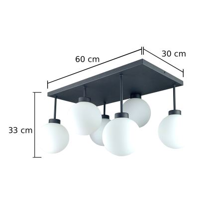 Припотолочная люстра DEA 6xE14/60W/230V черный/белый