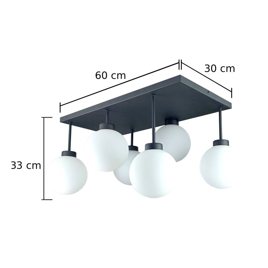 Припотолочная люстра DEA 6xE14/60W/230V черный/белый