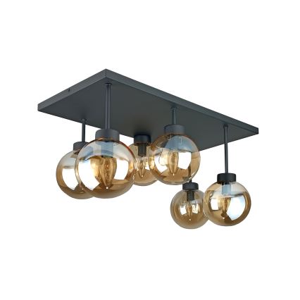 Припотолочная люстра DEA 6xE14/60W/230V черный/дымчатый бежевый