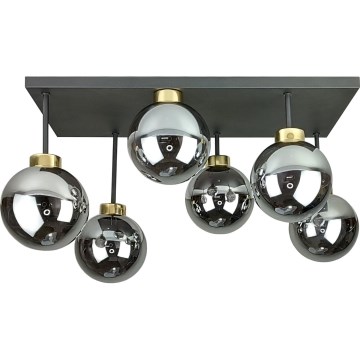 Припотолочная люстра DEA 6xE14/60W/230V черный/золотистый/дымчатый черный