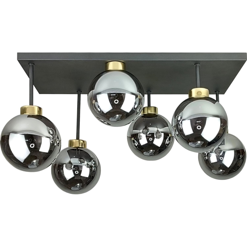 Припотолочная люстра DEA 6xE14/60W/230V черный/золотистый/дымчатый черный