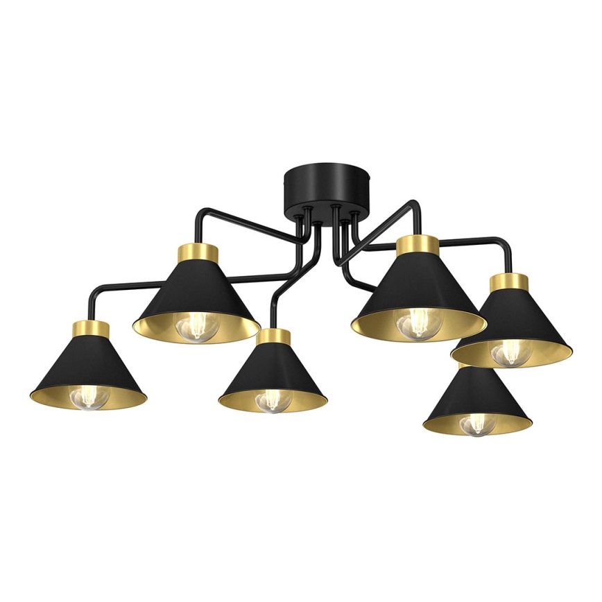 Припотолочная люстра DEMET 6xE27/60W/230V черный/золотистый