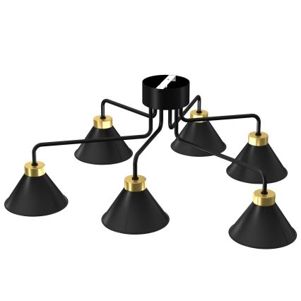 Припотолочная люстра DEMET 6xE27/60W/230V черный/золотистый