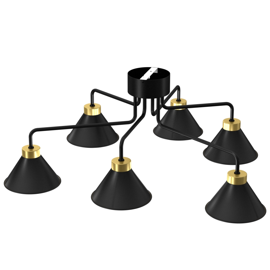 Припотолочная люстра DEMET 6xE27/60W/230V черный/золотистый
