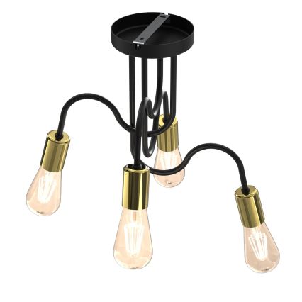 Припотолочная люстра DOW 4xE27/60W/230V черный/золотистый