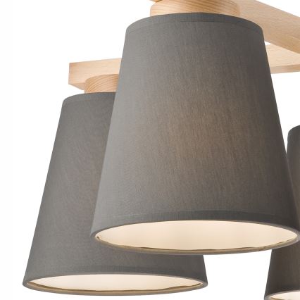Припотолочная люстра ELLIE 5xE27/60W/230V серый/бук - сертифицировано FSC