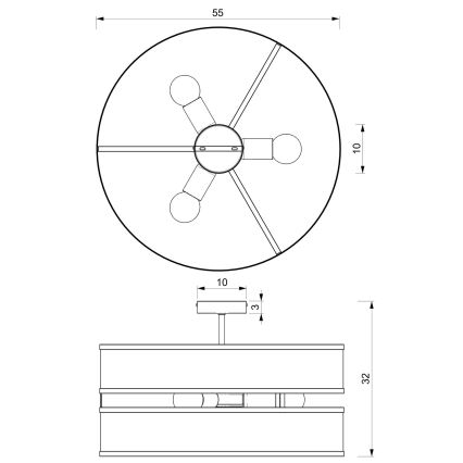 Припотолочная люстра GLUM 3xE27/60W/230V черная