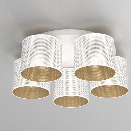 Припотолочная люстра LOFT SHADE 5xE27/60W/230V белая/золотая